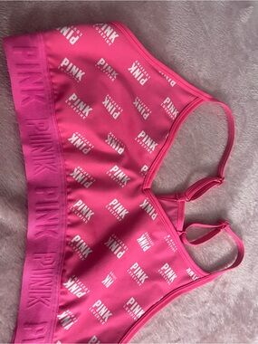 PINK Victoria's Secret Hot Pink Logo Sports Bra